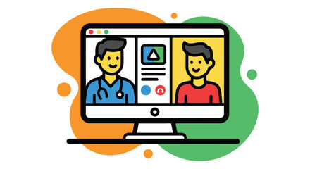 Doctor and patient connect online through video call