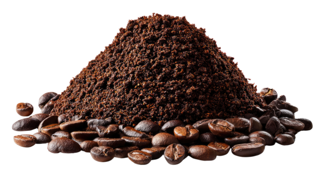 Aromatic Coffee Blend: A captivating composition of roasted coffee beans and finely ground coffee, offering a tantalizing glimpse into the world of coffee