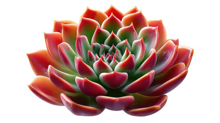 Echeveria Rosette: A striking close-up of a vibrant echeveria succulent, its fleshy, petal-like leaves displaying a captivating gradient of red, green, and orange hues. 