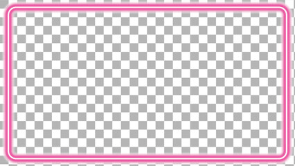 ピンク色のネオンの光の蛍光灯フレーム、ベクターイラスト、透明背景	