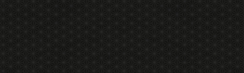 黒色の和柄模様（麻の葉）のバナー背景ベクターイラスト