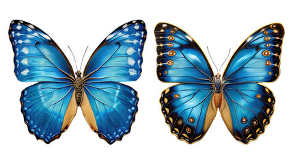Spectacular Blue Butterflies: A stunning pair of blue butterflies, with intricately patterned wings, showcase nature's delicate beauty, creating a mesmerizing contrast. 