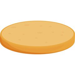 Round Flat Bread Slice with Light Brown Hue and Subtle Texture Isolated on White Background Simple Food Element