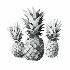 Watercolor tropical pineapple fruits