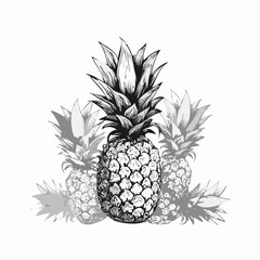 Watercolor tropical pineapple fruits