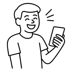outline icon man with a phone laughing vector on a white background
Vector icon on a white background
