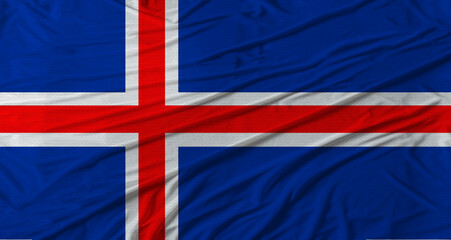Fototapeta premium Icelandic flag waving. Flag of Iceland with cloth texture