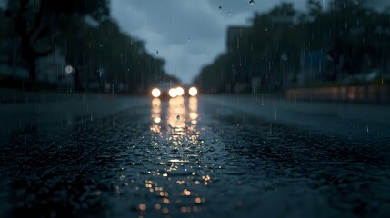 raindrops with blurred vehicles lights background