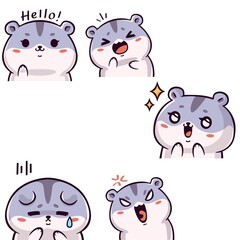Cute Hamster Emotions Set. 