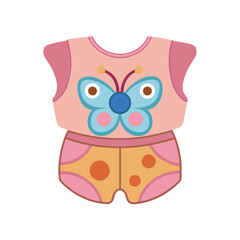 Colorful Butterfly-Themed Kids Outfit – Cartoon Top and Shorts