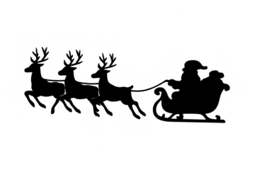 Santa claus flying sleigh and reindeer christmas silhouette