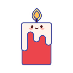 Cute Kawaii Christmas Candle Vector