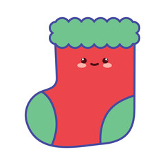 Cute Kawaii Christmas Stocking Vector