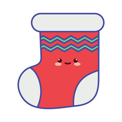 Cute Kawaii Christmas Stocking Vector