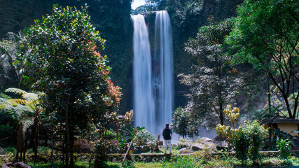 waterfall with aesthetic views in nature