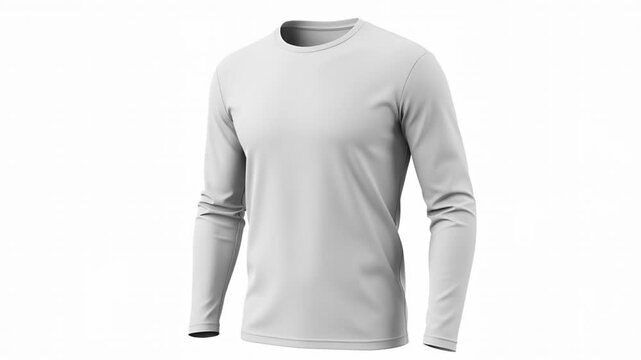 Plain White Long Sleeve T shirt Mockup Isolated on a Clean Background
