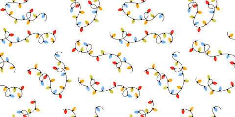 Seamless pattern of cute garlands. Elements of Christmas and holiday. Flat vector illustration.