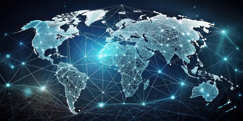 Fototapeta premium Global Network Connectivity A Visual Representation of Interconnectedness and Communication Across Continents