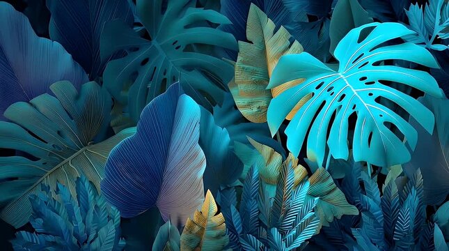 Vibrant Tropical Leaves Background with Various Leaf Shapes and Colors with ai generated