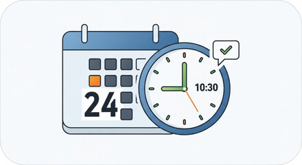 Calendar showing the 24th day of the month at 1030 am with a checkmark, perfect for scheduling and time management themes