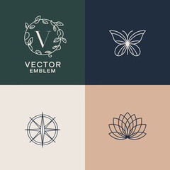 A whimsical butterfly surrounded by leaves, showcasing creativity and the beauty of transformation in a minimalist vector style, ideal for art, wellness, and beauty branding.