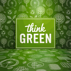 A stylized presentation of the message 'Think Green' invites viewers to reflect on eco-friendly practices and sustainability in their lifestyles and everyday choices.