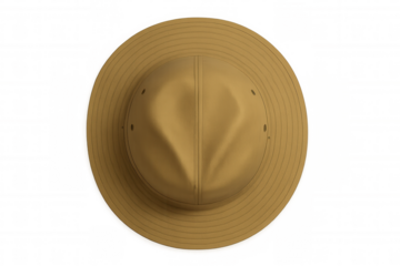 Boonie hat flat lay in tan color protecting head from sun during outdoor activities on transparent background
