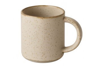 Ceramic speckled coffee mug with transparent background