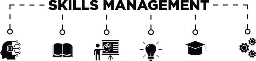 Skills Management glyph banner icon concept