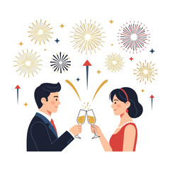 Celebrating the New Year A Toast with Fireworks and Joy