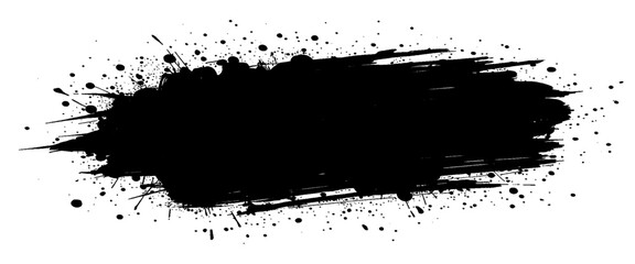 Vector Abstract Grunge Black Brush Strokes with Paint Splashes	