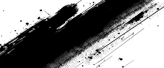 Obraz premium Vector abstract grunge with diagonal brush stroke texture with halftone dots 