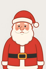 Image of Santa Claus icon wearing red and white clothes with plain white and gray background, portrait size