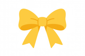 Yellow ribbon bow illustration, festive gift decoration, birthday present wrapping element, celebration concept transparent background