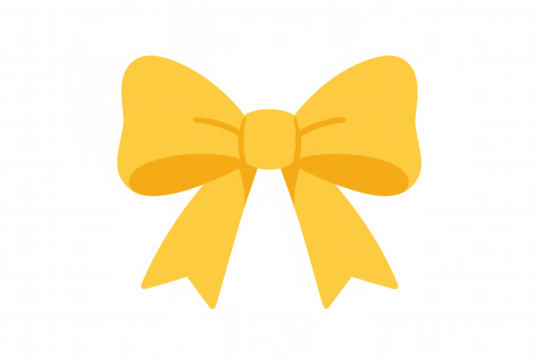 Yellow ribbon bow illustration, festive gift decoration, birthday present wrapping element, celebration concept transparent background