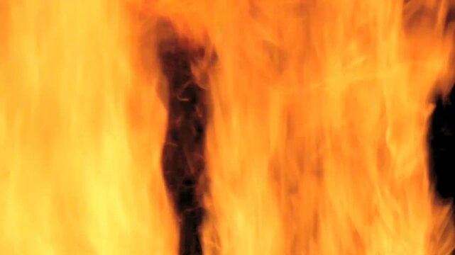 burning fire. large fire burning at night with smo