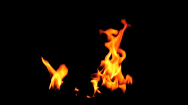 burning fire. large fire burning at night with smo