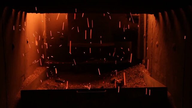 fire burning in the oven