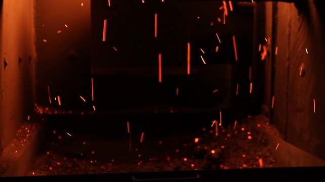 fire burning in the oven