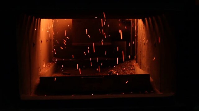 fire burning in the oven