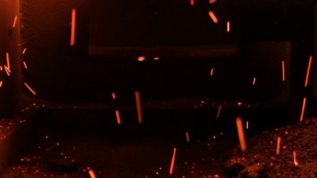 fire burning in the oven