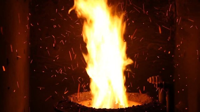 fire burning in the oven