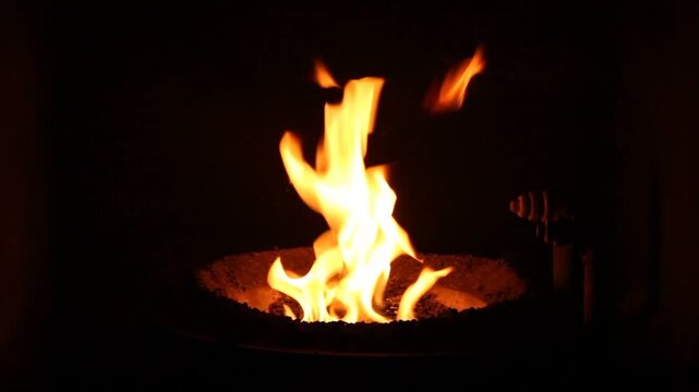 fire burning in the oven