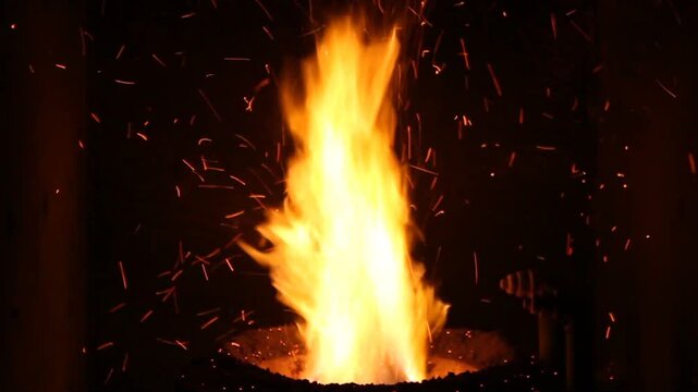 fire burning in the oven