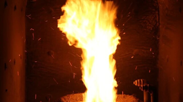 fire burning in the oven