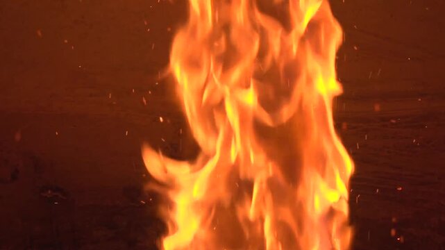 fire burning in the oven