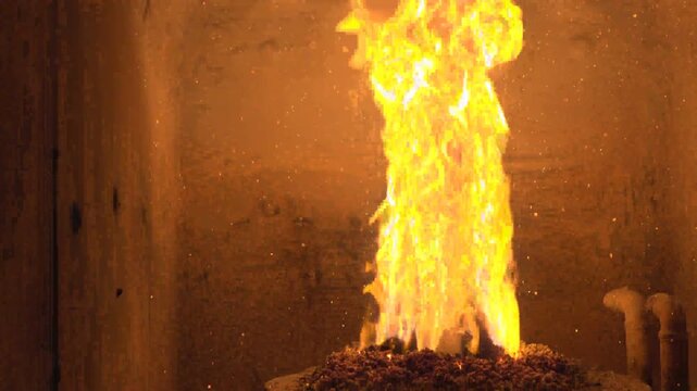 fire burning in the oven