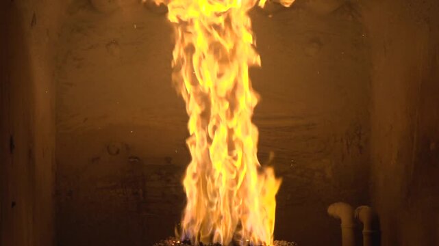 fire burning in the oven