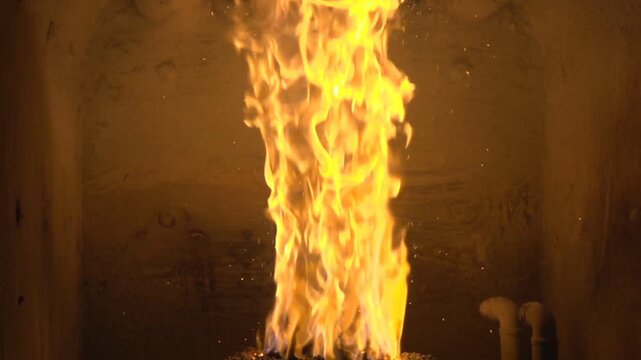 fire burning in the oven