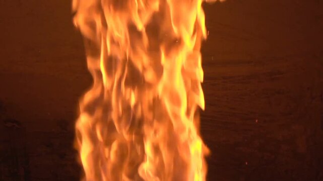 fire burning in the oven